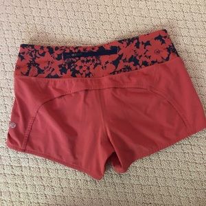 red lululemon speed up shorts